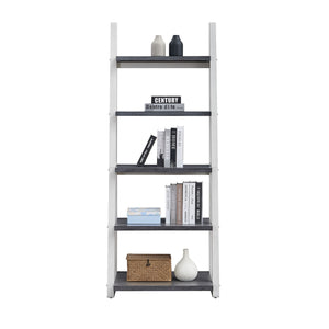 English Elm 5-Tier Shelves,Bookshelf, Storage Rack, Bookcase With Rubber Wood Frame, Ladder Shelf For Living Room, Home Office, Kitchen, Bedroom, Apartment