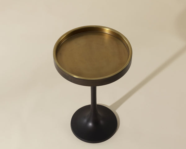 Sunpan Tekoa End Table - Elegant Antique Brass Finish with Sturdy Aluminum Base for Chic Home Décor Bronze