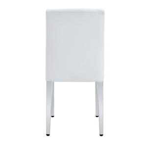 English Elm Two Pu Leather Dining Chairs Glossy White Shell Silver Metal Legs Modern Set W1151P360537
