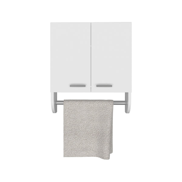 English Elm Medicine Cabinet Riley White with Towel Rod, Dual Doors & Metal Handles, Engineered Wood Storage for Bathrooms B092P238746