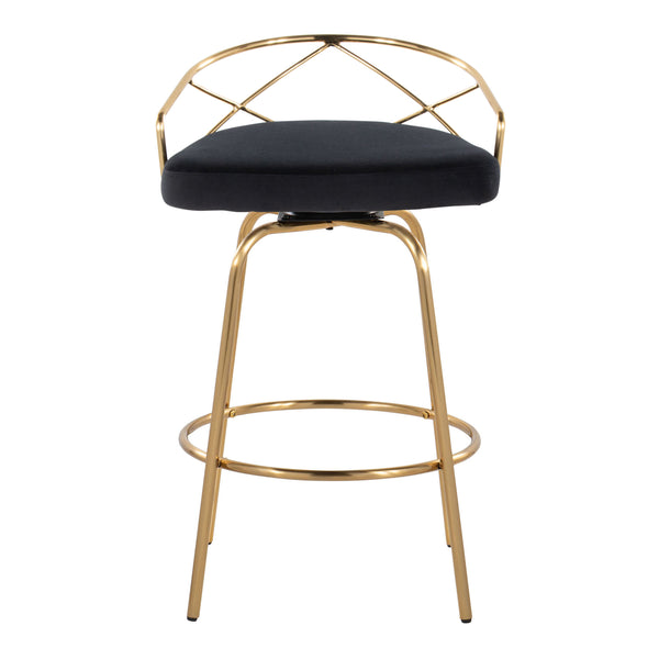 English Elm 26"/art Deco Tufted Velvet Swivel Counterstools with Gold Base for Kitchen Bar Set of 2 B202S02148
