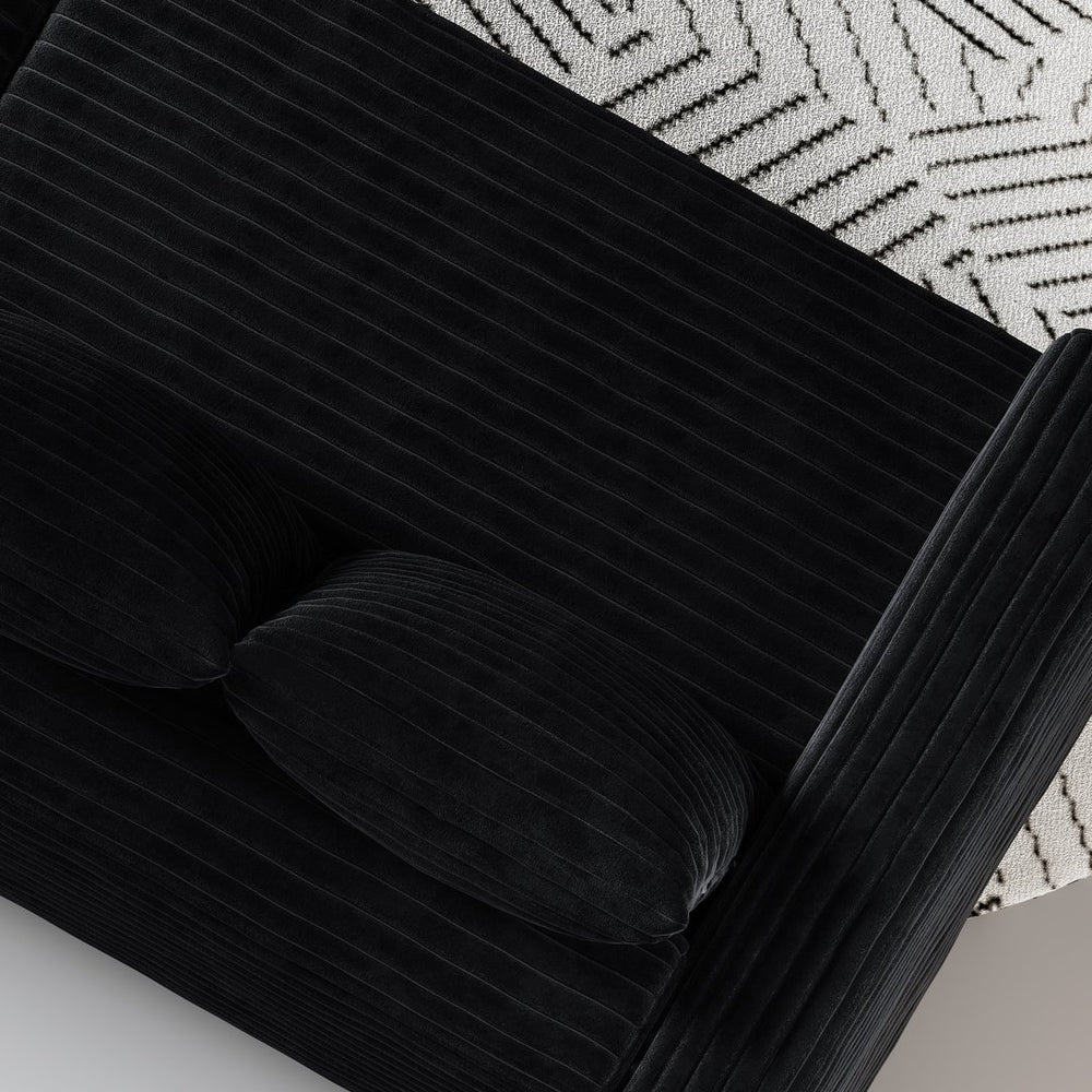 English Elm Plush Corduroy Ottoman with High-Density Sponge and Solid Wood Frame for Living Room & Office Seating Black W1885P346915