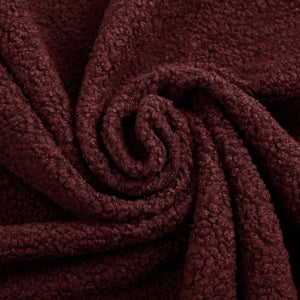 English Elm Modern Full Size Folding Sofa Bed with Teddy Fabric, 15" Foam Sleeper, Removable Covers & 2 Pillows for Guests Burgundy W1885P308173