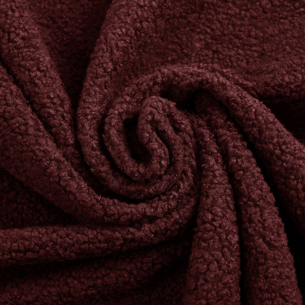 English Elm Modern Full Size Folding Sofa Bed with Teddy Fabric, 15" Foam Sleeper, Removable Covers & 2 Pillows for Guests Burgundy W1885P308173