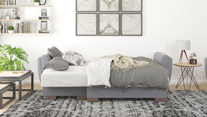 English Elm Primenest Skyhaven Convertible Chaise Lounge With Storage & Sleeper - Modern Gray Chenille Comfort B030P303523-GIGA