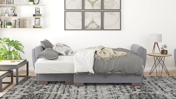 English Elm Primenest Skyhaven Convertible Chaise Lounge With Storage & Sleeper - Modern Gray Chenille Comfort B030P303523-GIGA