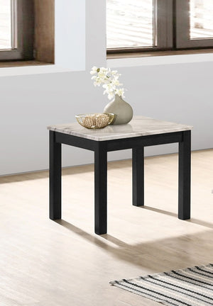 English Elm Majestic White Faux Marble 3pc Coffee & End Table Set with Black Legs, Modern Durable Living Room Design B011P237498