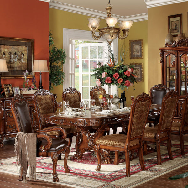 English Elm Brown Scalloped Arm Chair Set of 2 with Cherry Oak Frame, Nailhead Trim, Arched Back & Luxurious Faux Leather Upholstery - Elegant Craftsmanship for Dining or Living Spaces B062P209245