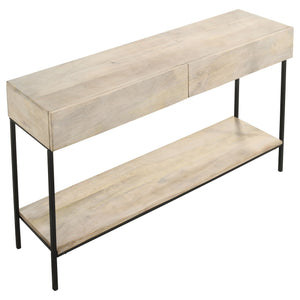English Elm Terrace Solid Mango Wood Console Table with Drawers Whitewashed Foyer Accent B062P451718