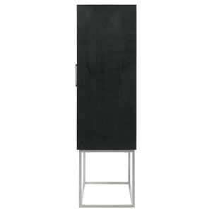 English Elm Washoe Rustic Walnut & Black 2-Door Bar Cabinet with Wine Rack, Stemware Storage, Industrial Frame B062P358300