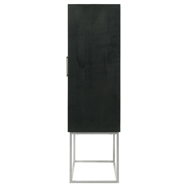 English Elm Washoe Rustic Walnut & Black 2-Door Bar Cabinet with Wine Rack, Stemware Storage, Industrial Frame B062P358300