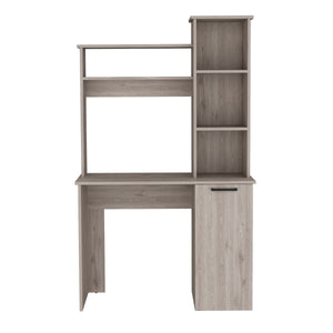 English Elm Carson Grey Computer Desk with Hutch, 25.8" Work Surface, Single Door Cabinet & 3-Tier Shelves B070P188878