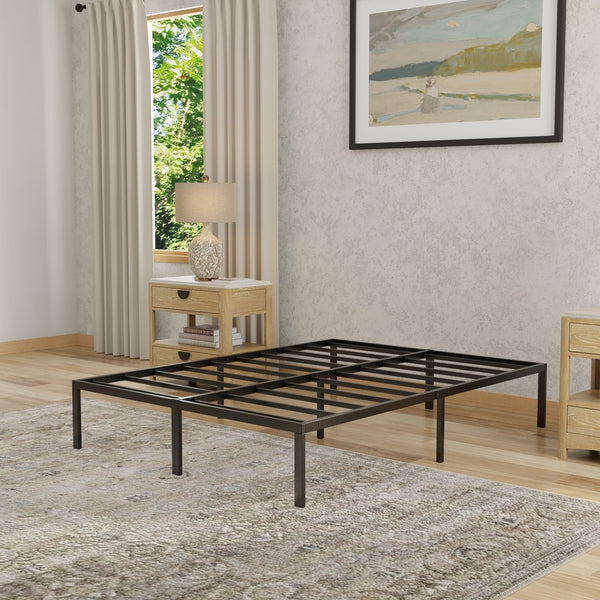 English Elm Heavy-duty Steel Queen Platform Foundation Matte Black Frame with 2000 Lb Support B047P321304