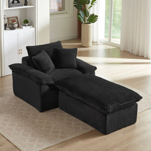 English Elm 51.97 modern cushioned compression single seat sofa with oversized footrest deep plush seating for comfort and support Black W3396P330952