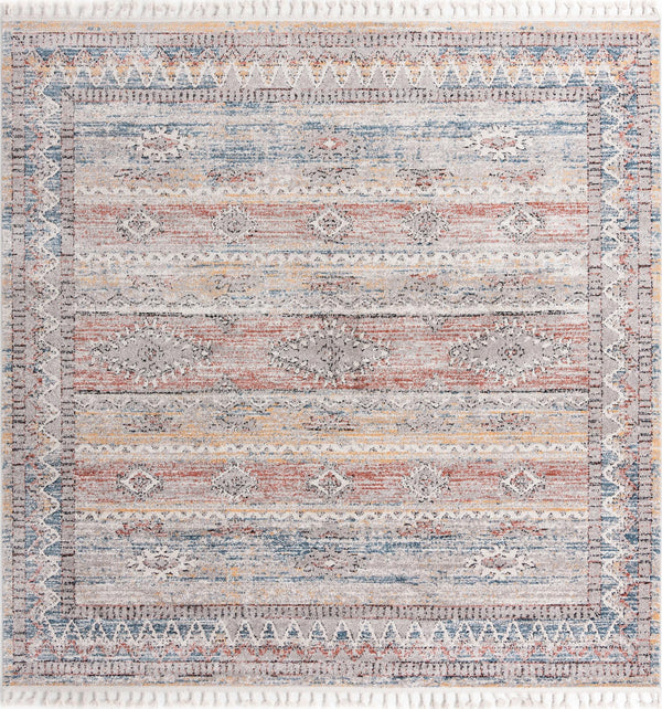 Unique Loom Aramis Tal Machine Made Tribal Rug Multi, Black/Blue/Orange/Rust Red/Ivory 10' 0" x 10' 0"