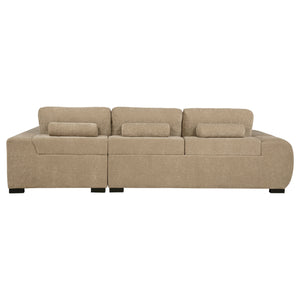 English Elm Plather Luxe Upholstered Sectional with Right Chaise, Grid-Tufted Reversible Cushions & Sturdy Block Legs Camel B062S01355