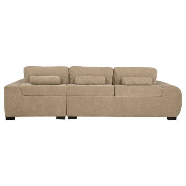English Elm Plather Luxe Upholstered Sectional with Right Chaise, Grid-Tufted Reversible Cushions & Sturdy Block Legs Camel B062S01355