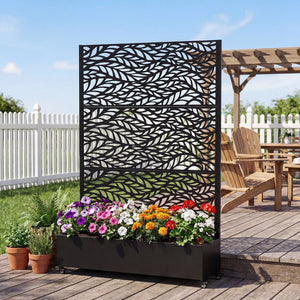 English Elm Metal Galvanized Raised Garden Bed on Wheels with Trellis for Climbing Vines Outdoor W5312P460793