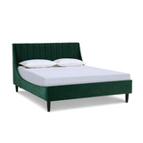 English Elm Aspen Vertical Tufted Modern Headboard Platform Bed Set, Queen, Evergreen Velvet