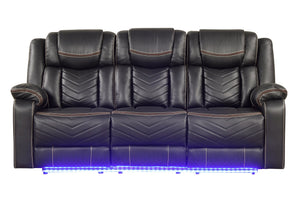 English Elm Challenger Modern Power Reclining Sofa & Loveseat Set With Bluetooth Speakers & Led Ambiance B009S01959