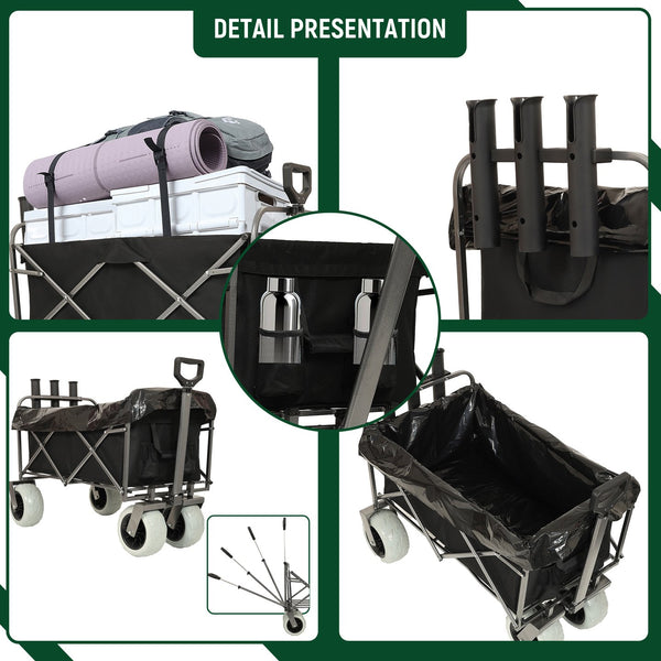 English Elm Fishing Cart All Terrain Steel Frame with Rod Holders and 9 Inch Pneumatic Tires W2932P253148