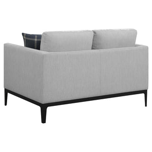 English Elm Saba Two-Tone Light Grey Loveseat with Pillow Back, High Shelter Arms & Box Cushions, Black Base B062P357771
