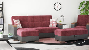 English Elm Primenest Zenaero Convertible Ottoman With Storage - Stylish Burgundy Upholstered Design For Modern Spaces B030P280987-GIGA