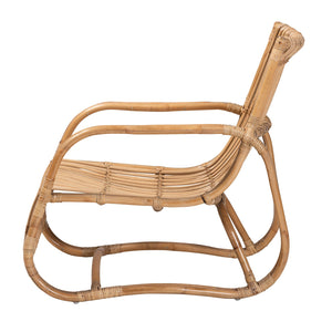 English Elm Modern Handcrafted Rattan Accent Chair Openwork Frame Bohemian Coastal Lounge Seating B2750P470069