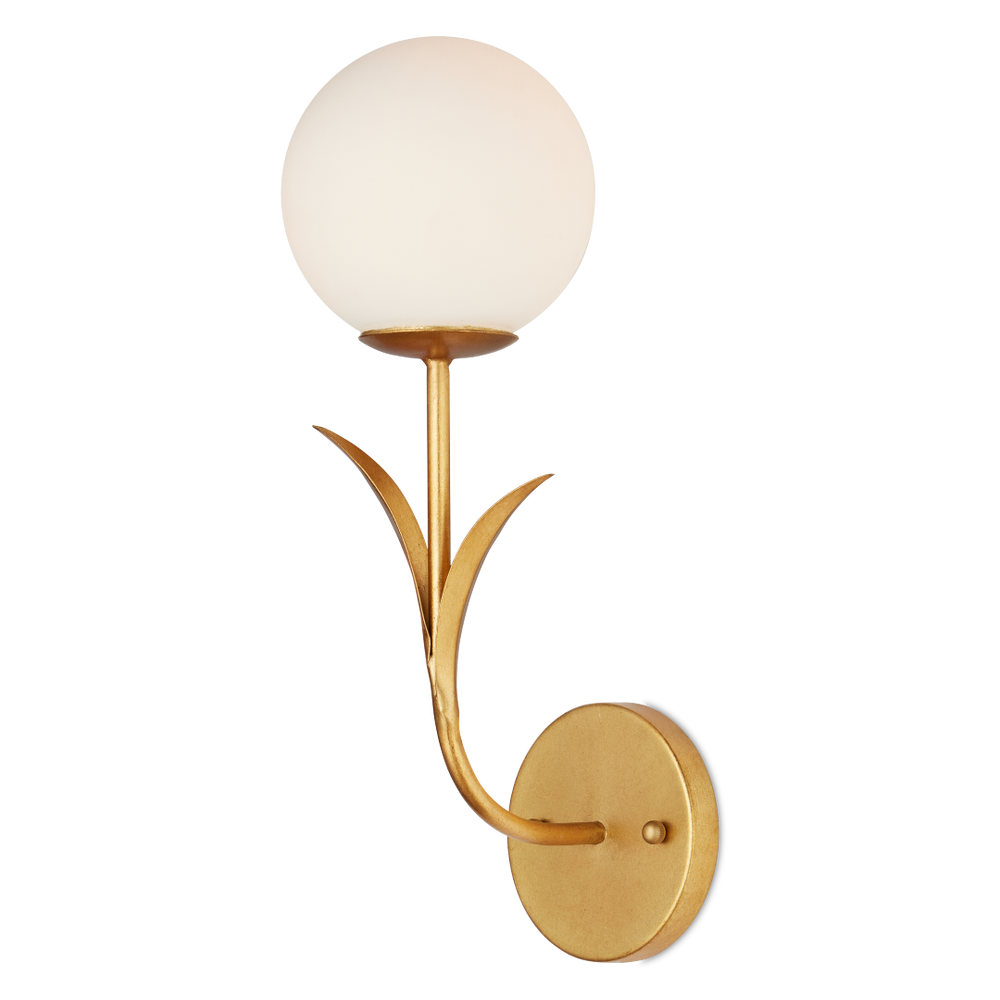 Rossville Contemporary Gold Wall Sconce with Globe Bulb & Nature-Inspired Design for Modern Homes