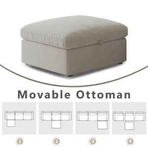 English Elm This modular cloud sofa offers adjustable reclining back, down-filled cushions, hidden storage and plush comfort for modern spaces Gray W3820S00007