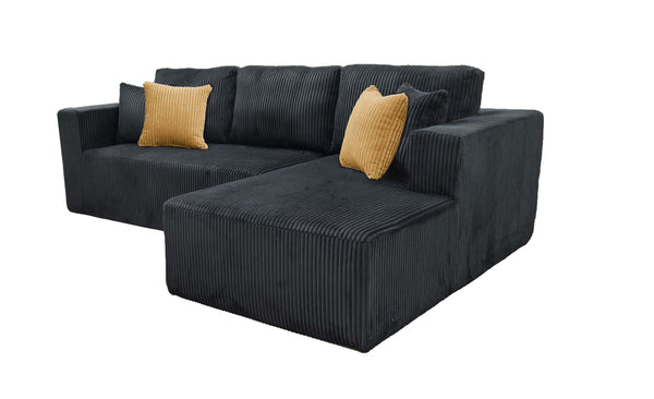 English Elm Full Corduroy Sectional Sofa with Foam Cushions Ready to Use Straight From the Box B2748S00057
