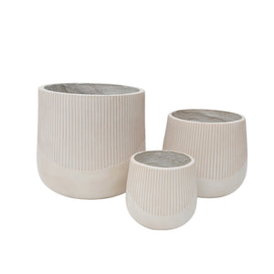 English Elm Large Magnesium Oxide Round Planter Set of 3 Lightweight Outdoor Patio Garden Pots W5212P434273