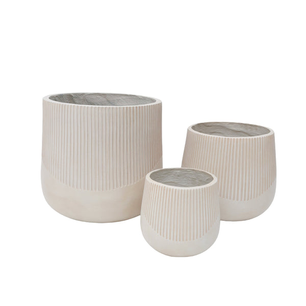 English Elm Large Magnesium Oxide Round Planter Set of 3 Lightweight Outdoor Patio Garden Pots W5212P434273