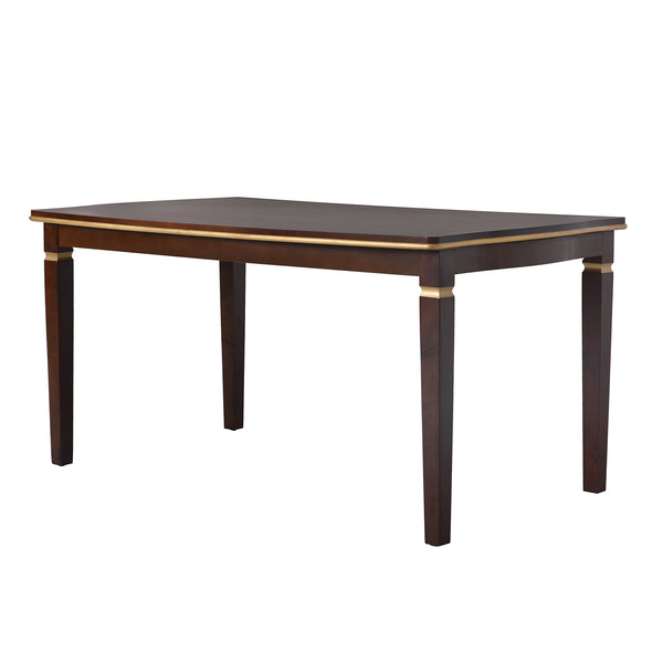 English Elm 6-Piece Kitchen Dining Set with 60" Rectangular Table, Tufted High-Back Chairs & Bench, Durable Wood Espresso N752S001080P