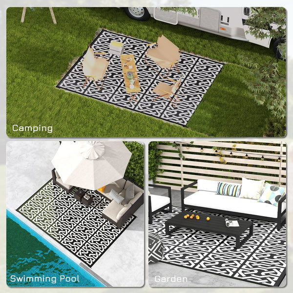 English Elm Outsunny Reversible Polypropylene Outdoor Rug Waterproof Portable Mat for Deck Camping Beach W2225P174536