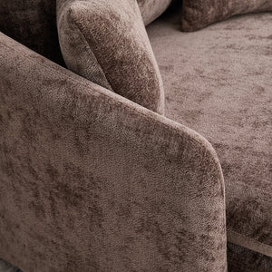 English Elm 360° 360 Swivel Oversized Chenille Armchair with Pocket Spring Seat and Three Throw Pillows Brown W1361S00090