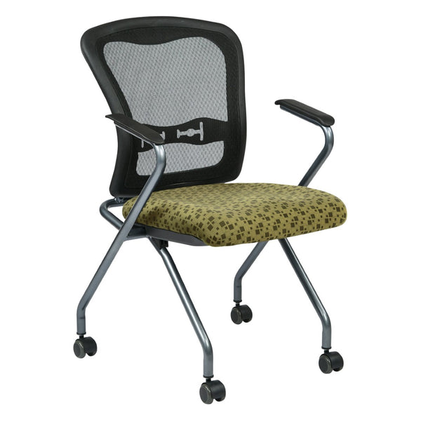 OSP Home Furnishings Deluxe Pro-line Ii Folding Nesting Armchair with Mesh Back and Lumbar Support Kiwi 84440-K109