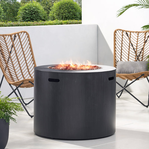 English Elm Circular Powder Coated Iron Propane Fire Pit 50000 Btu Outdoor Patio Gatherings N772P405046B