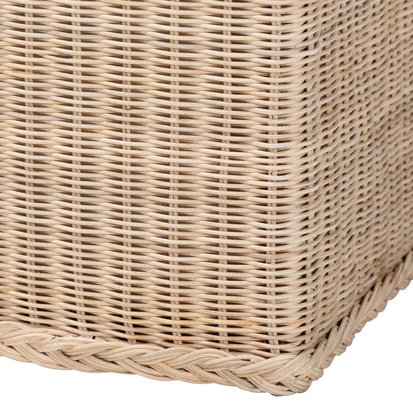 English Elm Braided Rattan Lift Top Storage Bench Mahogany Frame Coastal Boho Entryway Chest B2750P467837