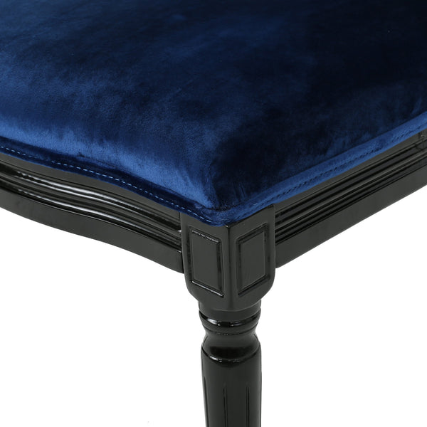 English Elm Christopher Knight Home® - KD Velvet Dining Chairs Set of 2 in Navy Blue – Plush Upholstery, Birch Frame, Gloss Black Legs, Classic Modern Blend 61363.00