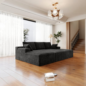 English Elm 98.4*68.9"Modular Sectional Sofa - Plush Corduroy Couch For Instant Comfort In Your Living Space W3819S00113