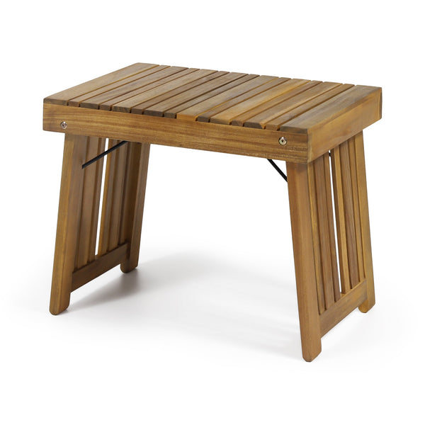 English Elm Christopher Knight Home® - KYOTO SIDE TABLE Foldable Slat-Top Wood Accent Table with Classic Leg Frame, Compact 21.5" W Teak 69317.00