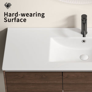 English Elm Ceramic Porcelain Countertop Basin Thin Edge Single Bowl Vanity Sink for Modern Bathrooms W3402P402908