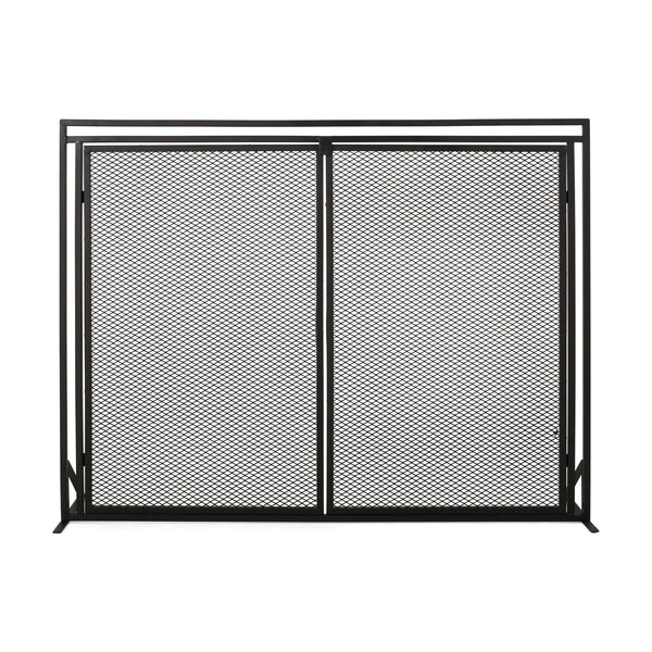 English Elm Christopher Knight Home® - FIREPLACE Samantha Iron Screen with Matte Finish, Handcrafted Mesh Guard, Dual Doors & Sleek Frame Black 67721.00