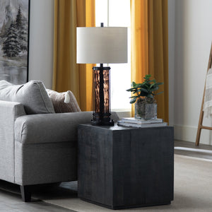 Crestview Collection 32.5"H Shiloh Rustic Industrial Table Lamp With Amber Glass, Night Light & Versatile 3-way Socket   Cvaer2011