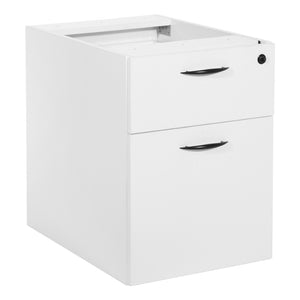 OSP Home Furnishings Napa Under Desk Filing Pedestal with Locking Casters for Home or Office Use 18"D White NAP-76-WHT