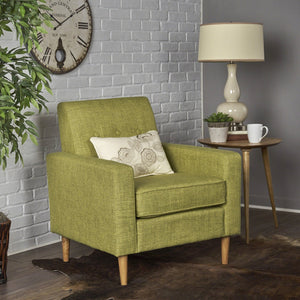 English Elm Christopher Knight Home® - CLUB Modern Fabric Club Chair with Plush Polyester Upholstery and Rubber Wood Legs for Living Room Comfort Green 31.5 L x 28.5 W x 18.75 H 61237.00MGRN