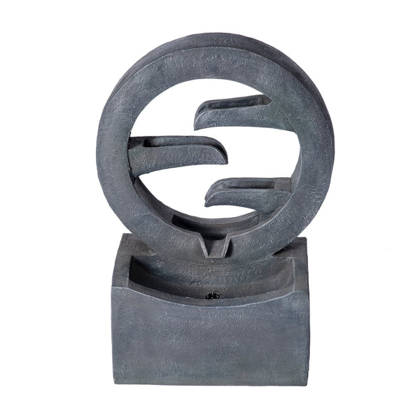 English Elm 26.77"h Gray Polyresin Tiered Cascading Outdoor Fountain with Warm Led Patio Accent N765P355054G