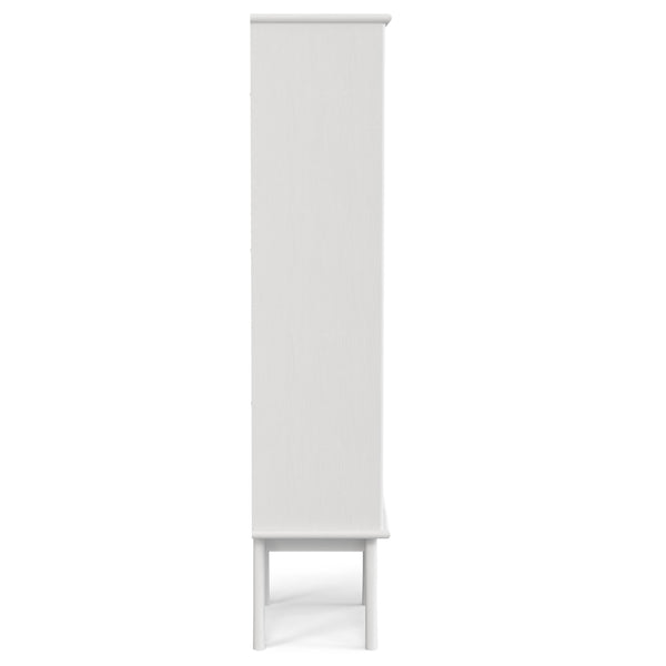English Elm Draper Mid Century White Bookcase & Storage Unit — Solid Rubberwood, 6 Shelves, Drawer, Retro Chic B136P238620