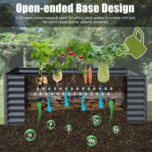 English Elm 8x4x2 Galvanized Raised Garden Bed with Rust-Resistant Steel, Open-Base Drainage, Support Rods, Safe Edges Gray W1859P197999